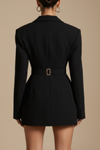 Women's Blazer Dress Double Breasted with V-Neck and Tailored Waist - 4