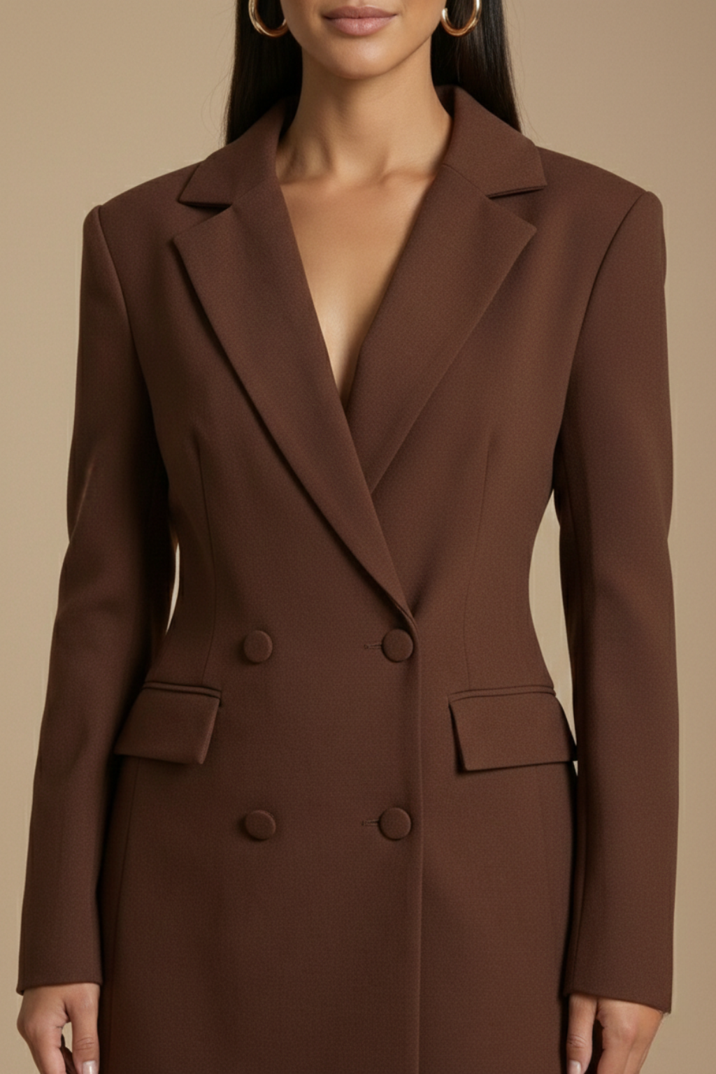 Women's Blazer Dress Double Breasted with V-Neck and Tailored Waist - 6