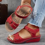 Women's Wedge Sandals with Adjustable Straps and Open Toe - 9