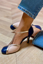 Alessia - Classy T-Strap Heel - Navy Blue