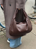 Women's Shoulder Bag with Woven Braided Texture - 18
