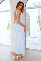 Women's Maxi Dress Sleeveless with Side Slit and Bow Back Detail - 15