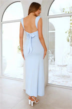 Women's Maxi Dress Sleeveless with Side Slit and Bow Back Detail - 16