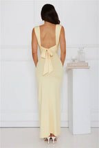 Women's Maxi Dress Sleeveless with Side Slit and Bow Back Detail - 13