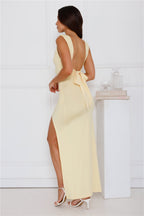 Women's Maxi Dress Sleeveless with Side Slit and Bow Back Detail - 12