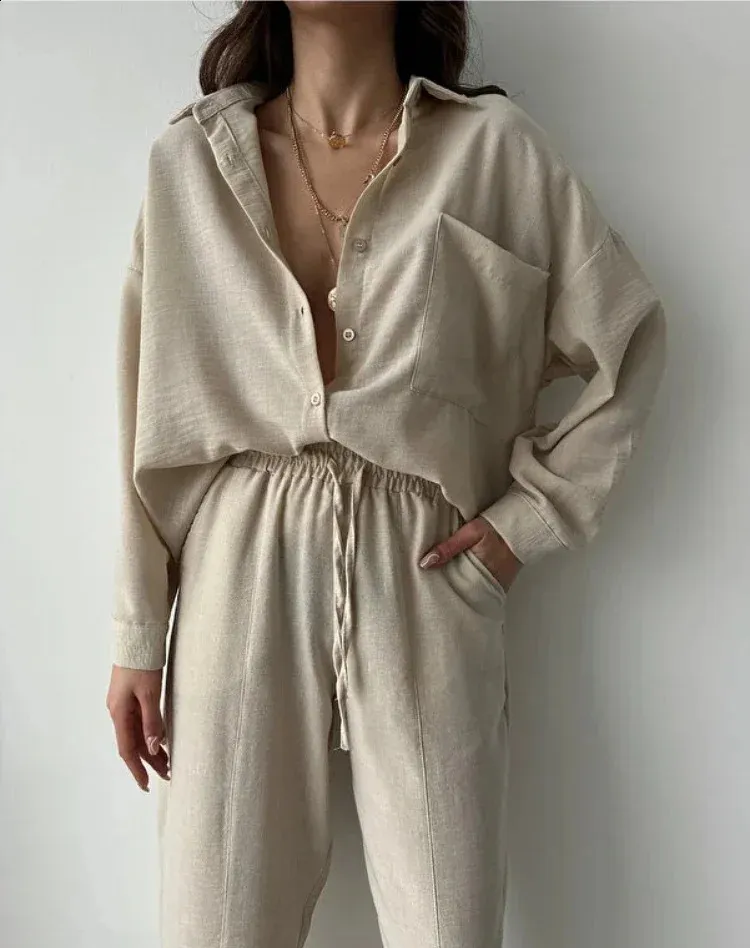 Women's Relaxed Blouse and Wide Leg Trousers Co-ord Set - 5