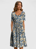Valorynn | Elegant Dress - Light Blue Flowers