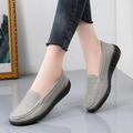 Women's Slip-On Loafers with Textured Relief Pattern - Grey
