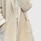 Women's Cardigan with Ribbed Knit and Open Front - 5