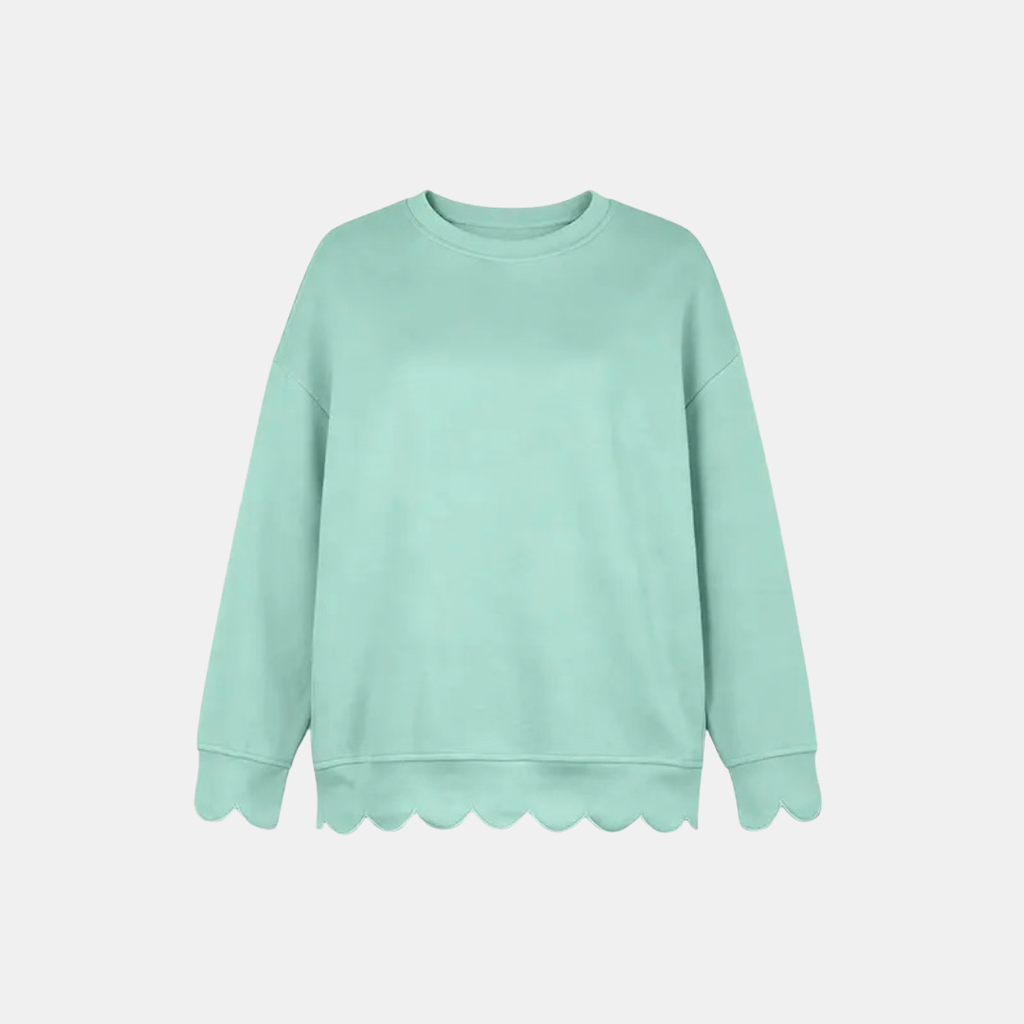 Women's Scallop Hem Crewneck Oversized Sweatshirt - 12