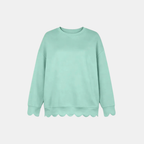 Women's Scallop Hem Crewneck Oversized Sweatshirt - 12