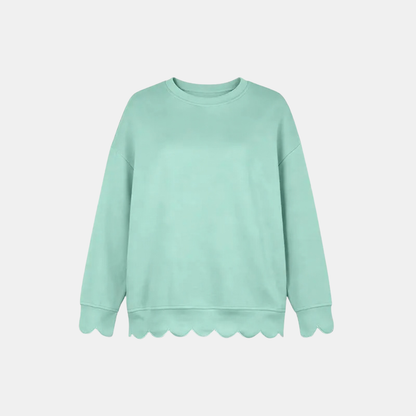 Women's Scallop Hem Crewneck Oversized Sweatshirt - 12