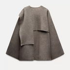 Women's Oversized Wrap Coat with Draped Neckline and Belted Waist - 3