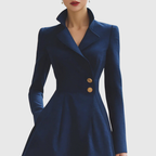 Women's Coat Dress Long Sleeve Tailored Fit with A-Line Skirt - 3