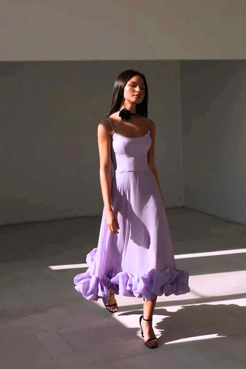 Women's Sleeveless Occasion Dress with Ruffle Hem and A-Line Silhouette - 9