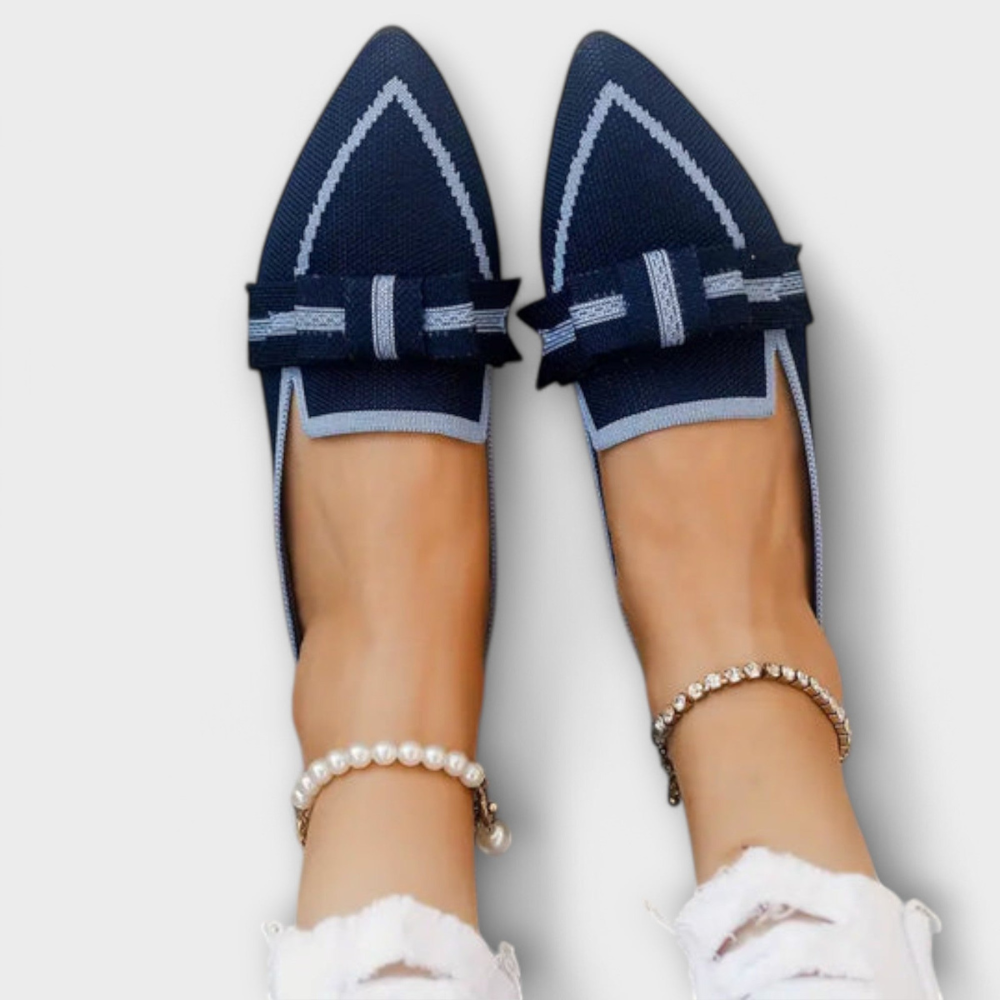 Women's Pointed Toe Loafers with Contrast Trim Flat - Royal Blue