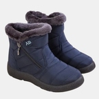 Women's Quilted Faux Fur Cuff Ankle Snow Boots with Side Zip - 7