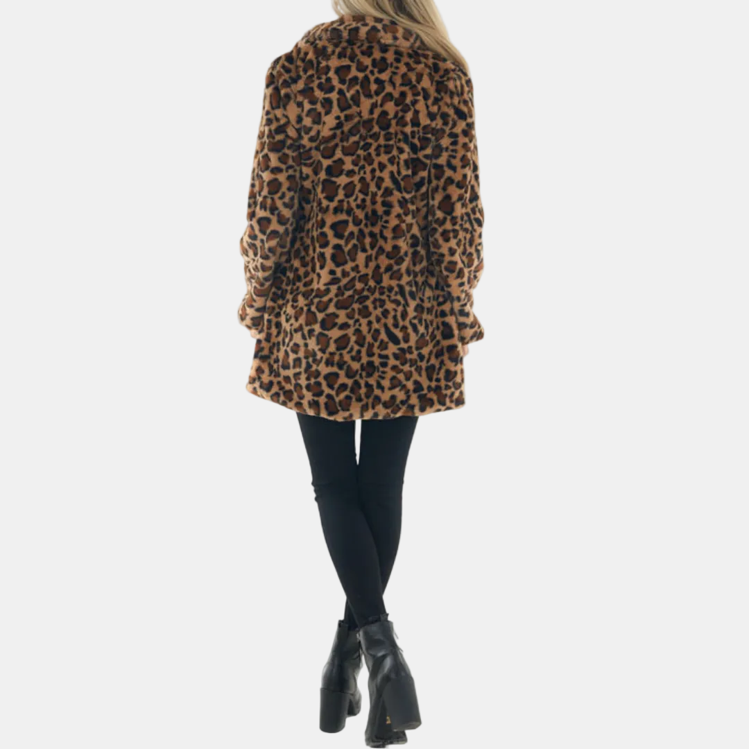 Women's Faux Fur Open Front Midi Winter Coat - 4