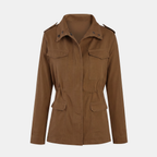 Women's Utility Cargo Jacket with Multi Pocket Drawstring Waist - 8