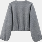 Women's Cropped Zip Up Oversized Fleece Bomber Jacket - 11