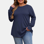 Women's Crewneck Thumb Hole Oversized Tunic Top - 9