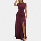 Women's French Ruched Sleeveless Formal Gown - 7