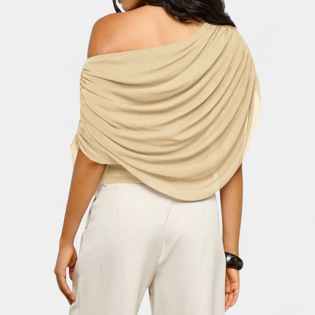 Women's Sultry Cape-Style Ruched Blouse - 8