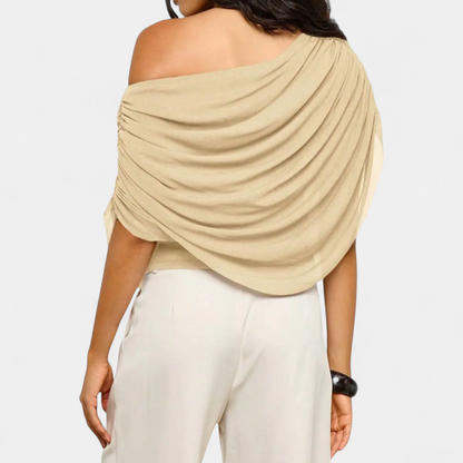 Women's Sultry Cape-Style Ruched Blouse - 8