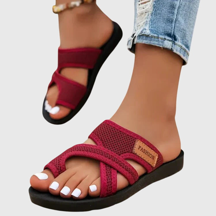Women's Sandals with Crossover Straps and Cushioned Sole - 4
