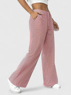 Women's Wide-Leg Trousers with Elasticated Drawstring Waist - 2