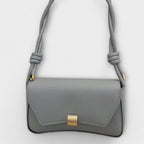 Women's Shoulder Bag with Structured Flap and Slim Strap - 5