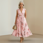 Women's Sleeveless Maxi Dress with V-Neck and Flowing A-Line Skirt - 9