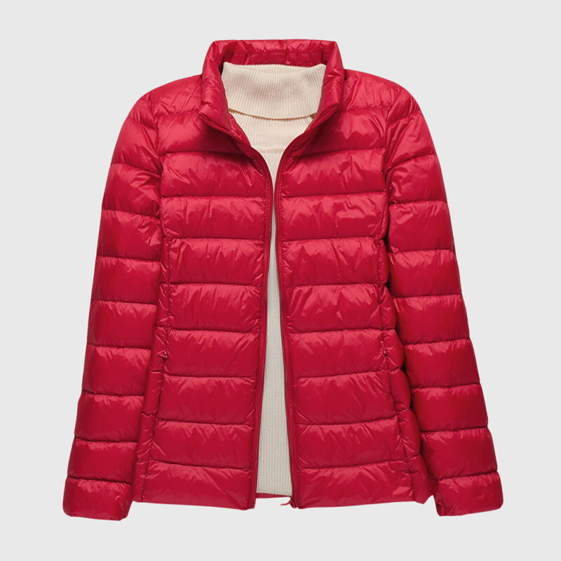 Women's Quilted Jacket with Hood and Zip Fastening - 12
