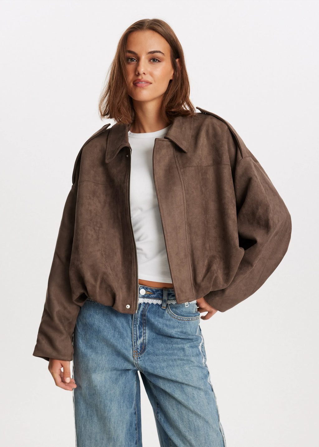 Women's Cropped Jacket with Shoulder Epaulettes - 8