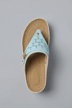 Women's Wide Fit Wedge Sandals with Toe Post Strap - 6