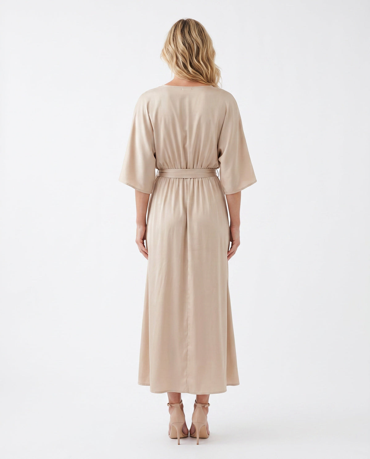 Women's Maxi Dress with Open Back and Tie-Back V-Neck - 3