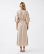 Women's Maxi Dress with Open Back and Tie-Back V-Neck - 3