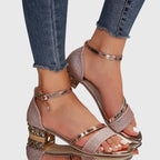 Women's Heeled Sandals with Ankle Strap and Block Heel - 4