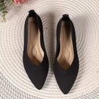 Women's Pointed Toe Knit Ballet Flats - Black