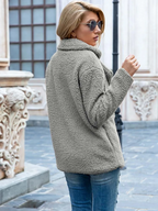 Women's Teddy Coat with Notch Lapel and Button Front - 20
