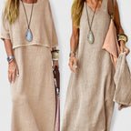 Women's Two-Piece Set Relaxed Top with Maxi Skirt - Khaki