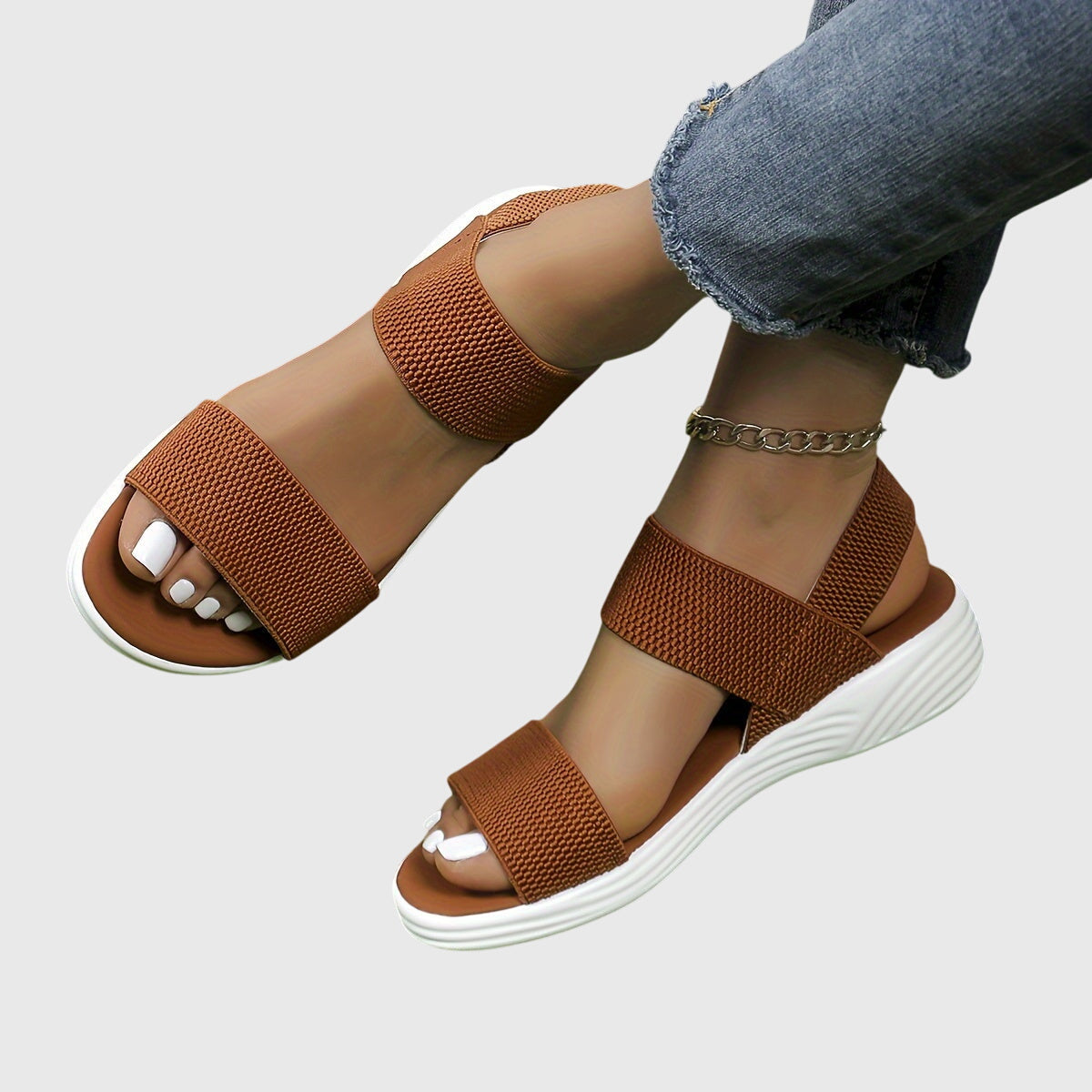 Women's Sandals with Adjustable Straps and Platform Sole - 15