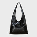 Women's Tote Bag with Shoulder Strap and Slouchy Silhouette - Black