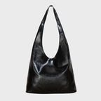 Women's Tote Bag with Shoulder Strap and Slouchy Silhouette - Black