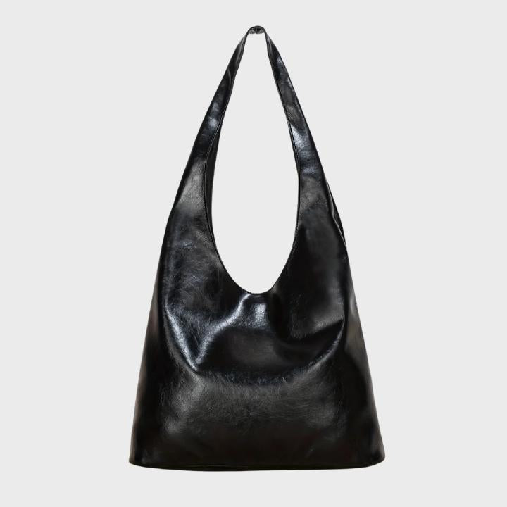 Women's Tote Bag with Shoulder Strap and Slouchy Silhouette - Black