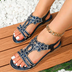 Women's Sandals with Adjustable Straps and Jewelled Embellishment - 3