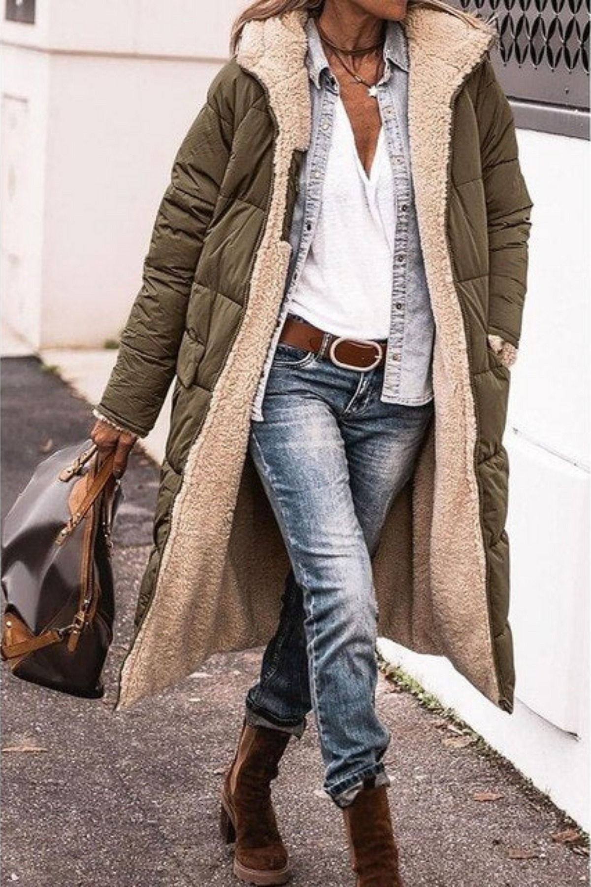 Sasha | Elegant Reversible Coat - Army Green