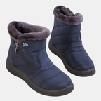 Women's Quilted Faux Fur Cuff Ankle Snow Boots with Side Zip - 8