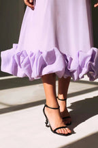 Women's Sleeveless Occasion Dress with Ruffle Hem and A-Line Silhouette - 10