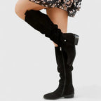 Women's Over-the-Knee Boots with Buckle Detail and Block Heel - 5